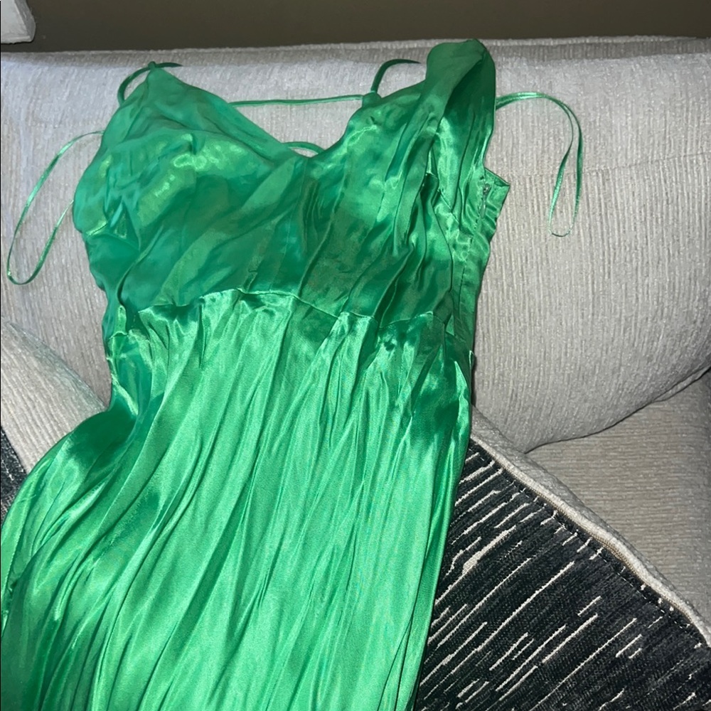 Elegant Green Satin Dress